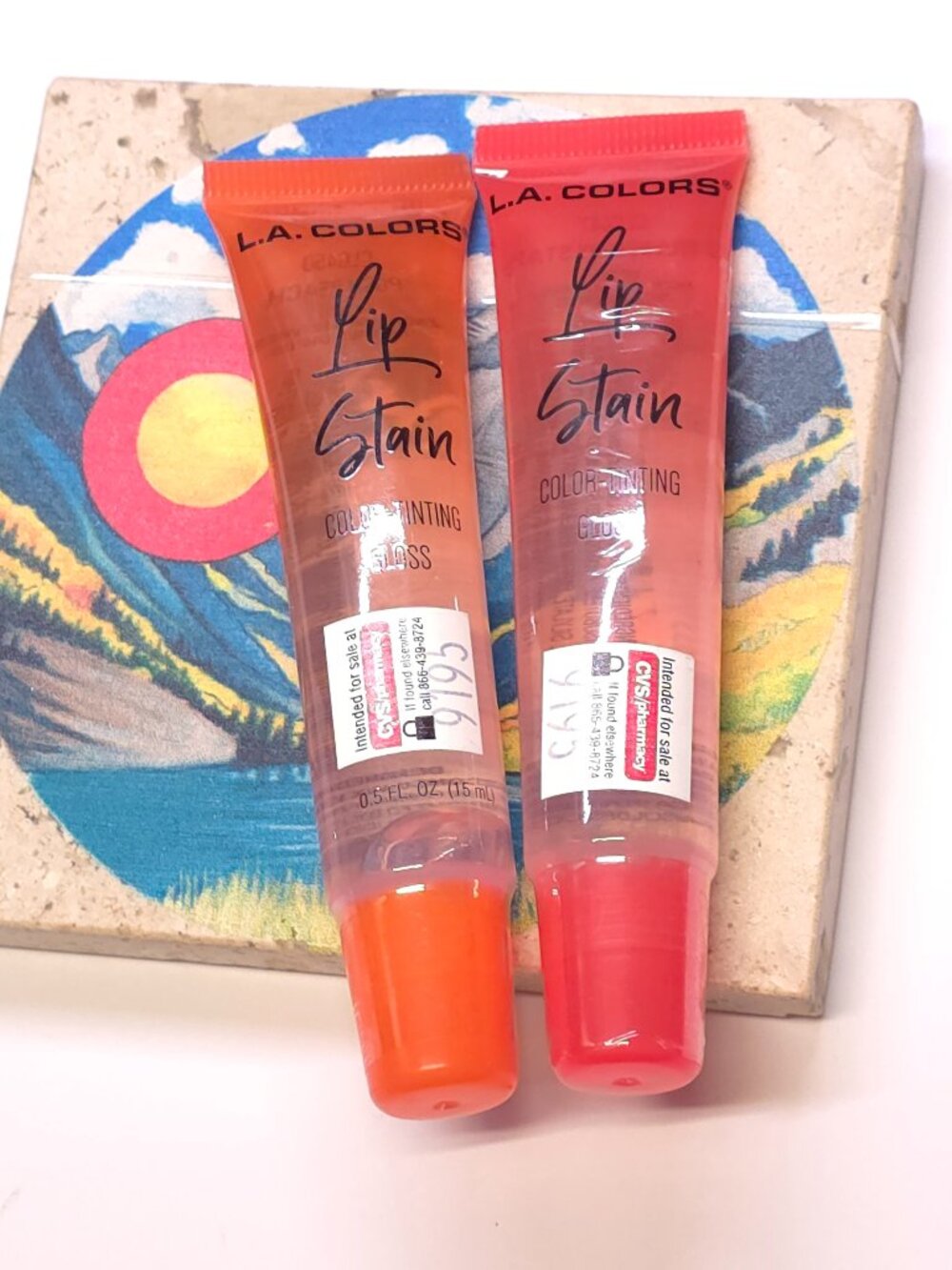 2pc L.A. Colors Lip Stain Color Tinting Gloss Duo - Strawberry Star & Posh Peach